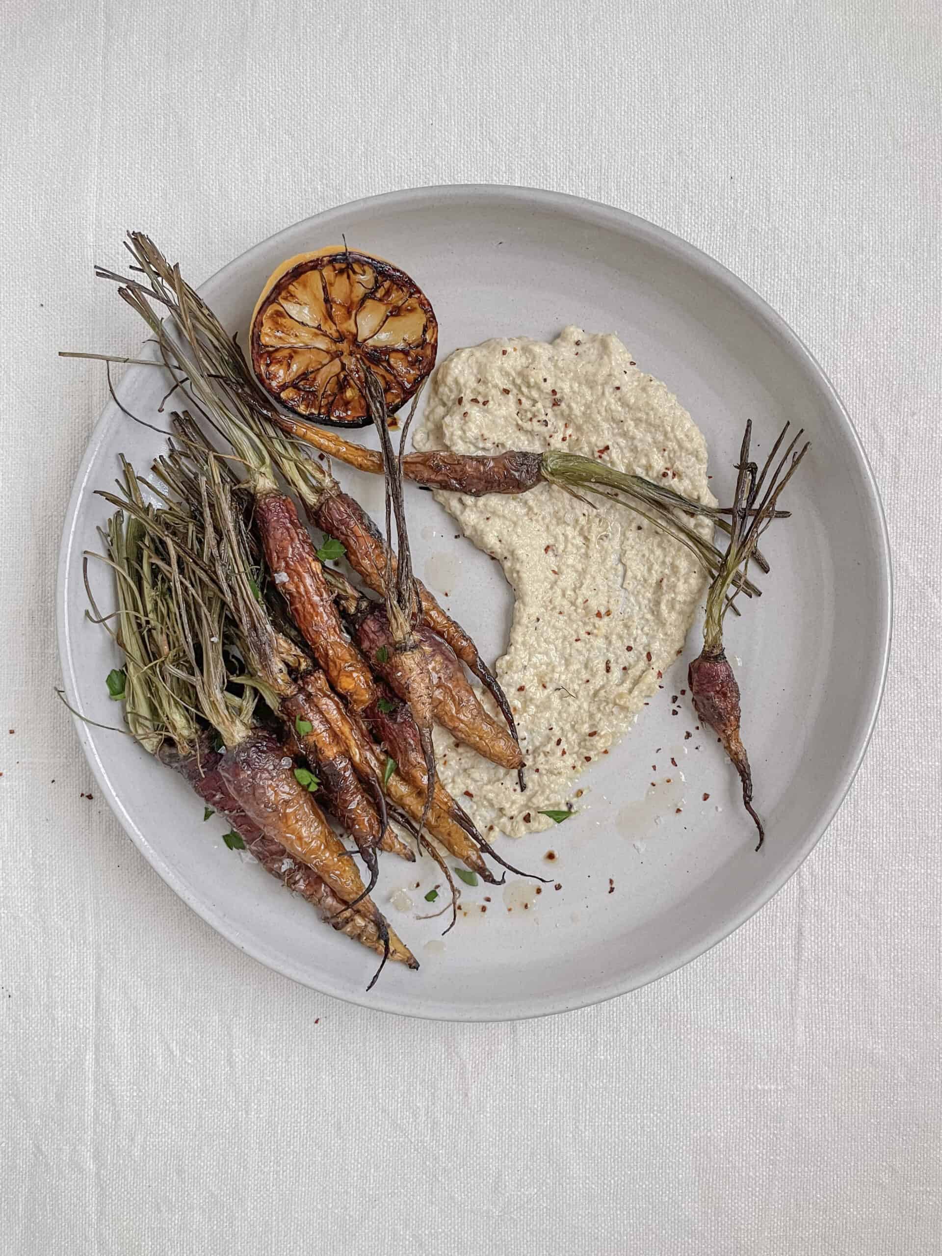 Roasted Carrots with Creamy Pine Nut Sauce