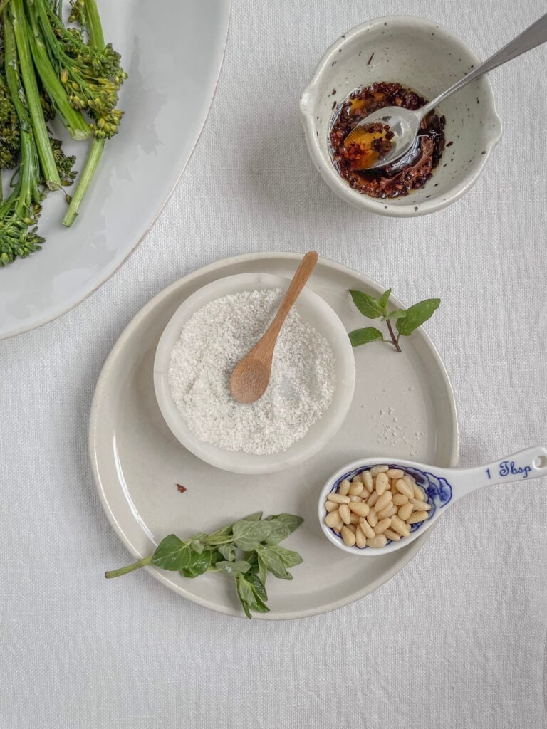 ingredients for broccoli saute on the table