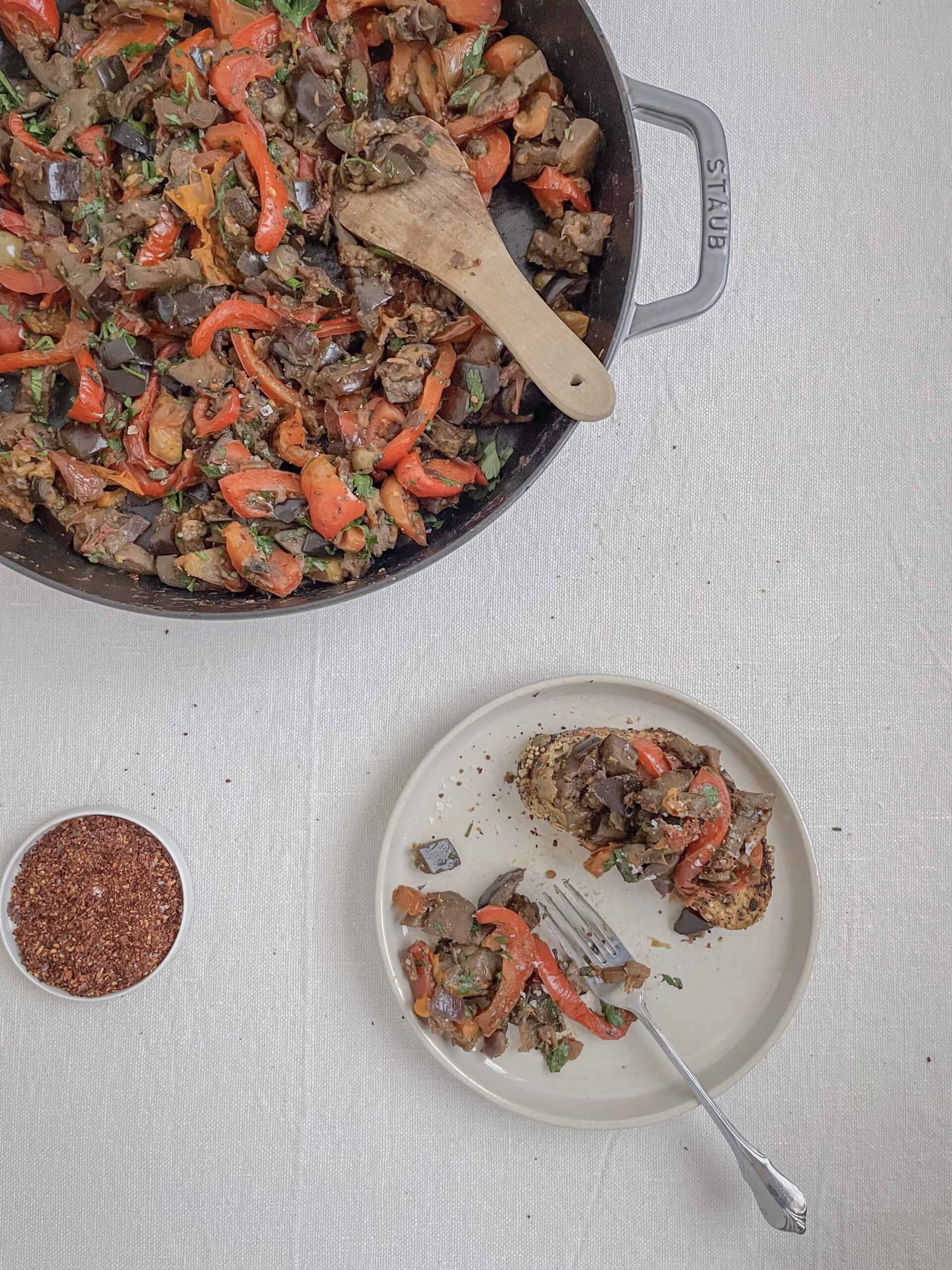 Eggplant Caponata on Gluten-Free Toast