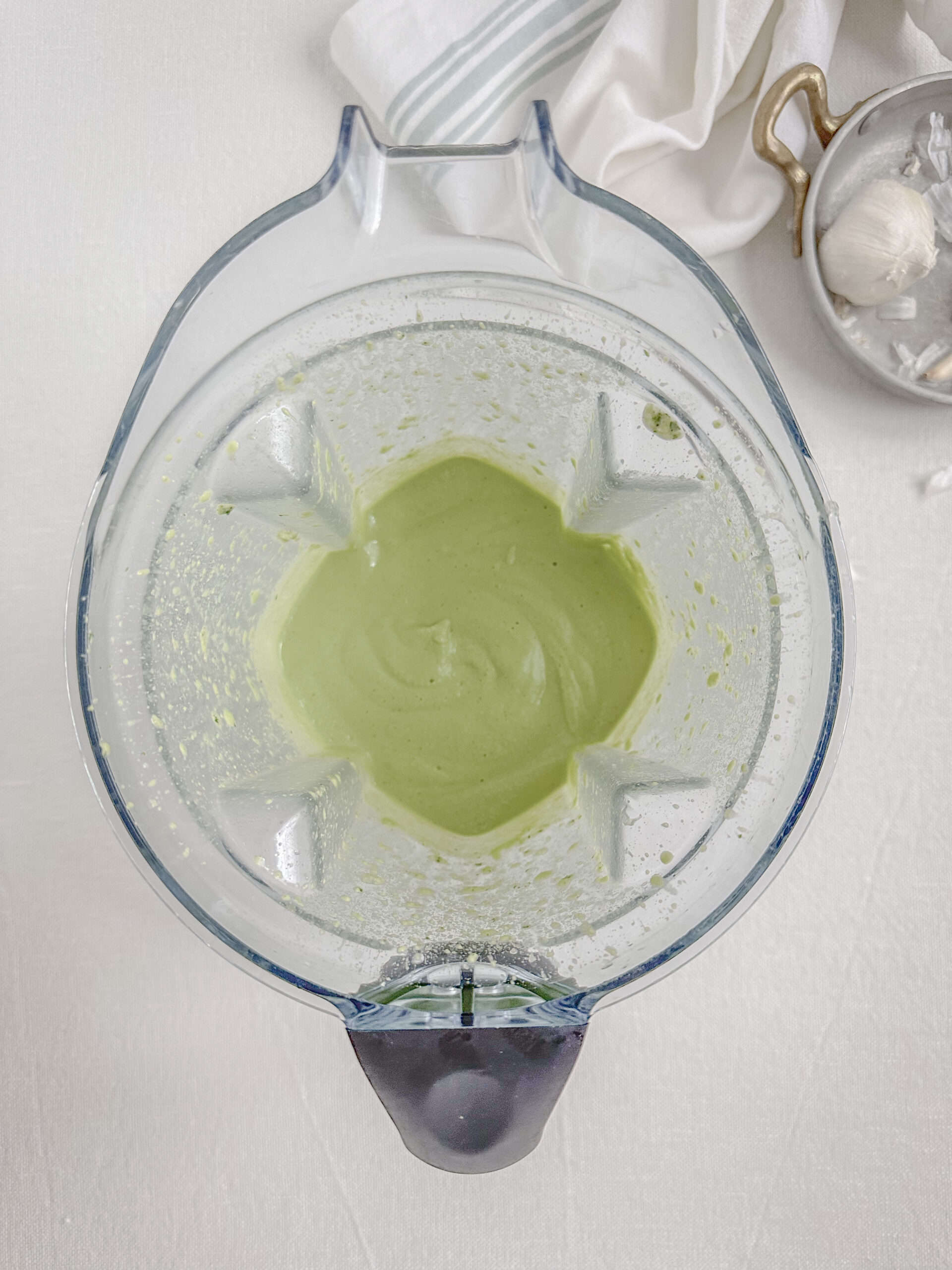 pureed pesto mousse in the blender